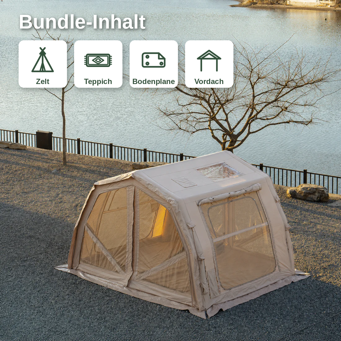 Coody 10.0 Pro Bundle – Tent + Carpet + Groundsheet + Awning – Coody – Aufblasbare Zelte & Camping Zubehör