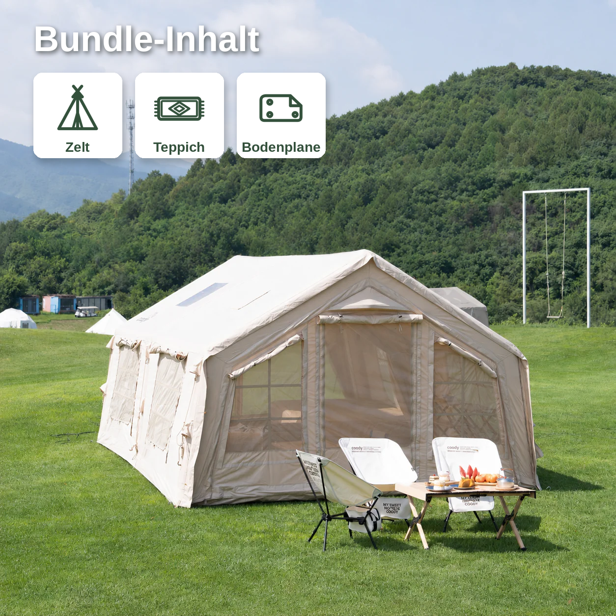 zelt für zuhause Coody 17.28 Bundle – + Teppich + Bodenplane – Coody – Aufblasbare Zelte & Camping Zubehör FELT Bicycles | Aero DEFENDER Color:Navy/Grey