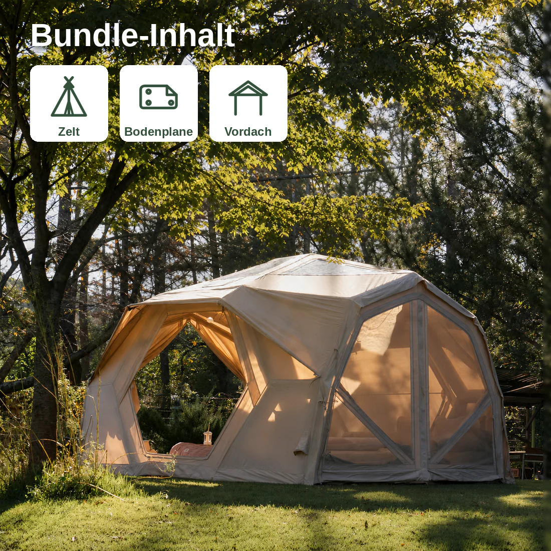 Coody Hub Shelter Pro Bundle – Zelt + Bodenplane + Vordach – Coody – Aufblasbare Zelte & Camping Zubehör
