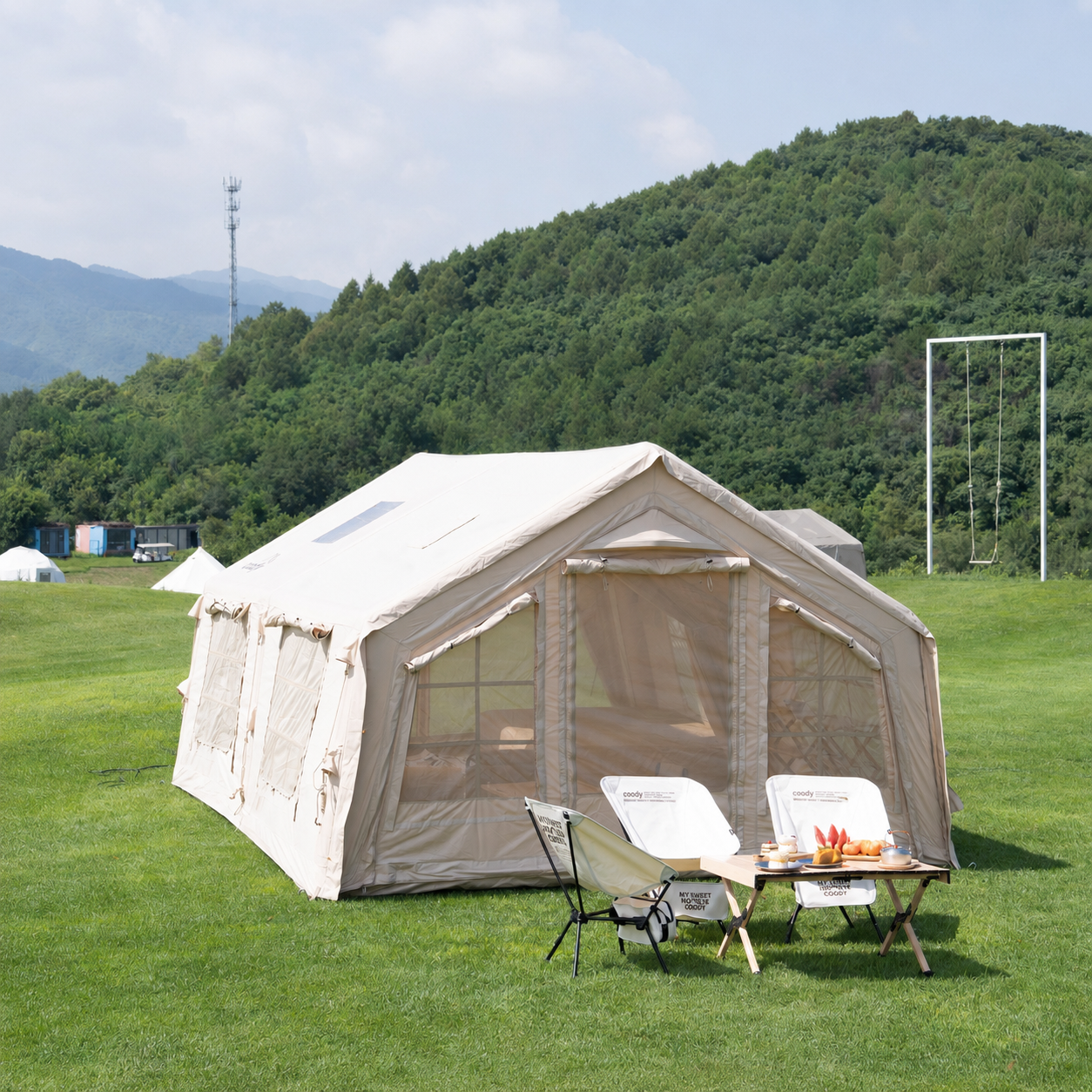 Coody 17.28 Aufblasbares Zwei-Raum-Luftzelt Beige – Coody – Aufblasbare Zelte & Camping Zubehör