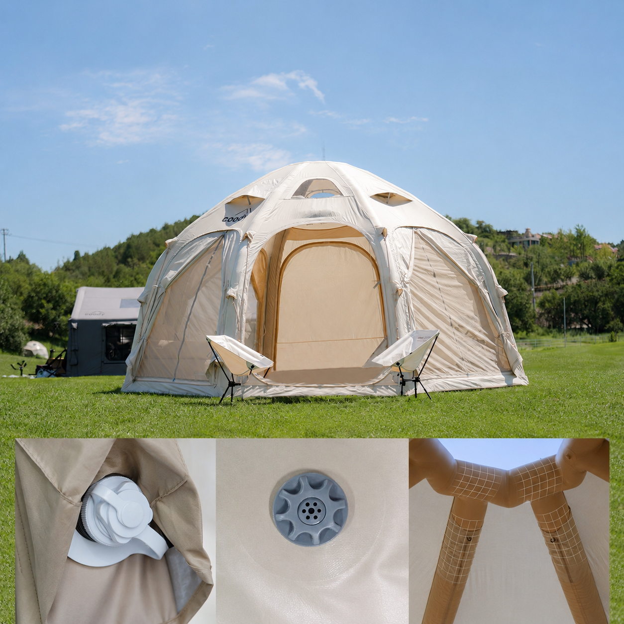 sleepcube zelt Coody Dome Aufblasbares Kuppelzelt Beige – Coody – Aufblasbare Zelte & Camping Zubehör