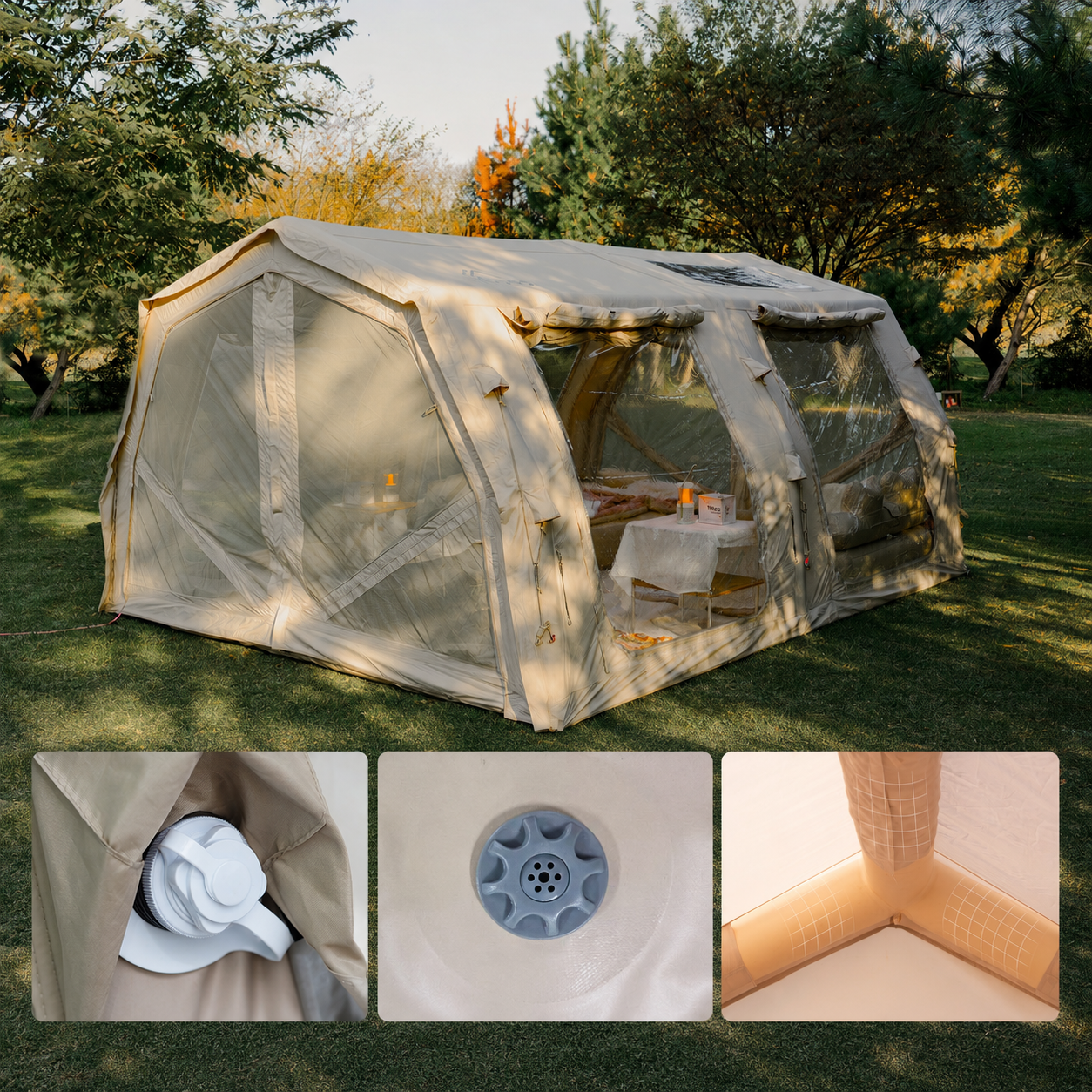 plane übers zelt Coody 17.28 Familia Pro Luftzelt Beige – Coody – Aufblasbare Zelte & Camping Zubehör