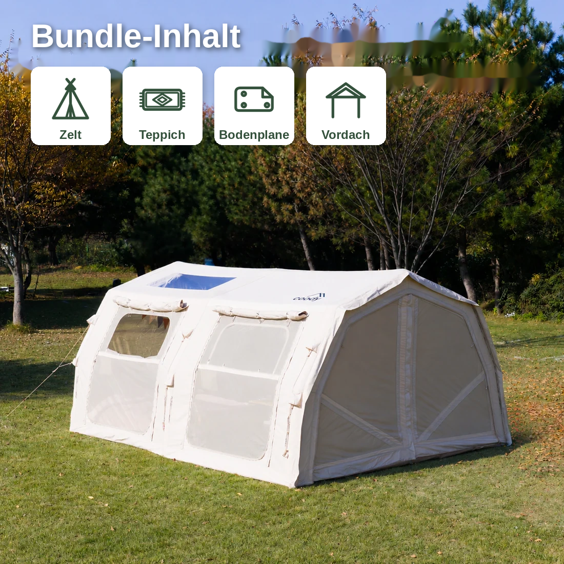 Coody Familia Pro Bundle – Zelt + Teppich + Bodenplane + Vordach