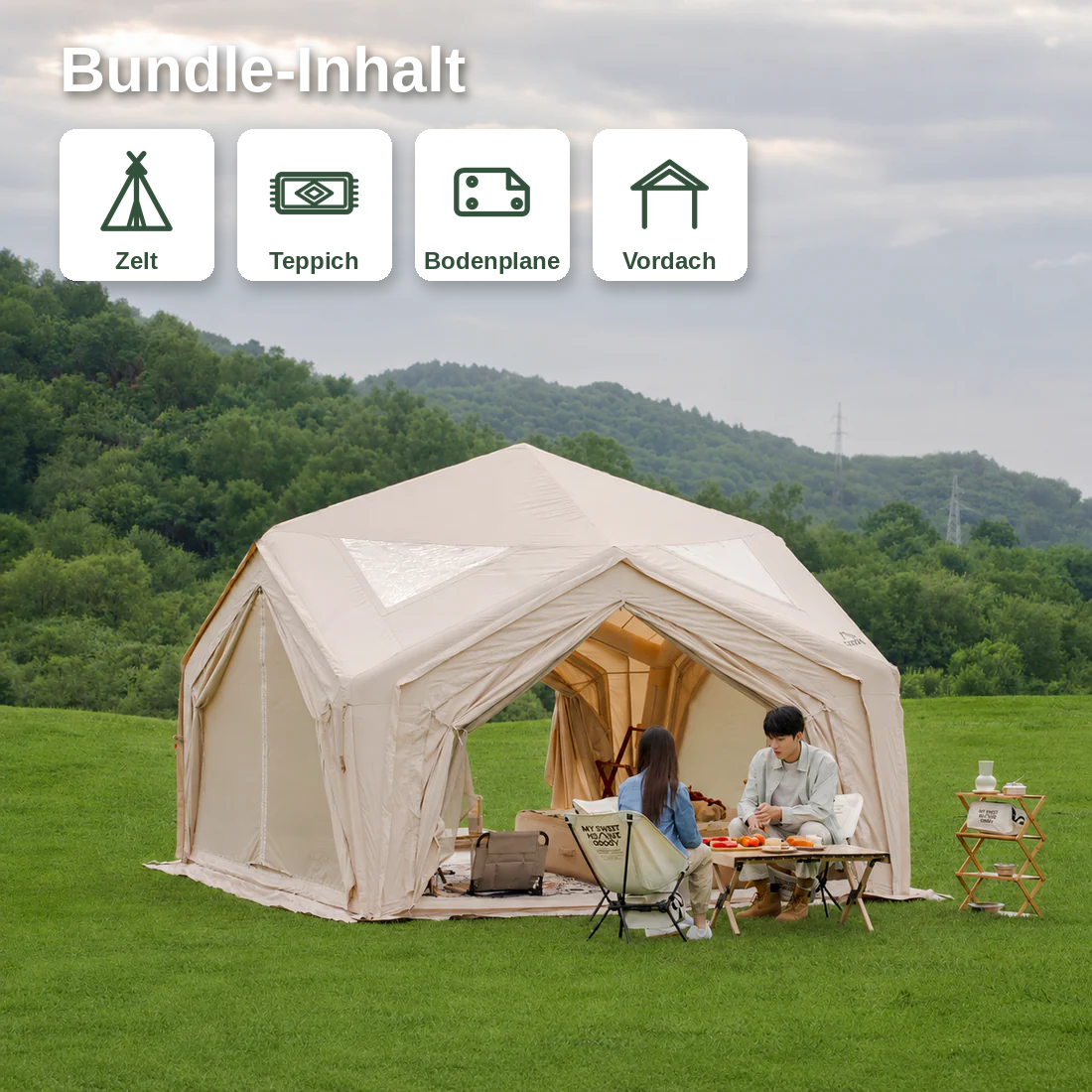 Coody Hub Station Bundle – Zelt + Teppich + Bodenplane + Vordach