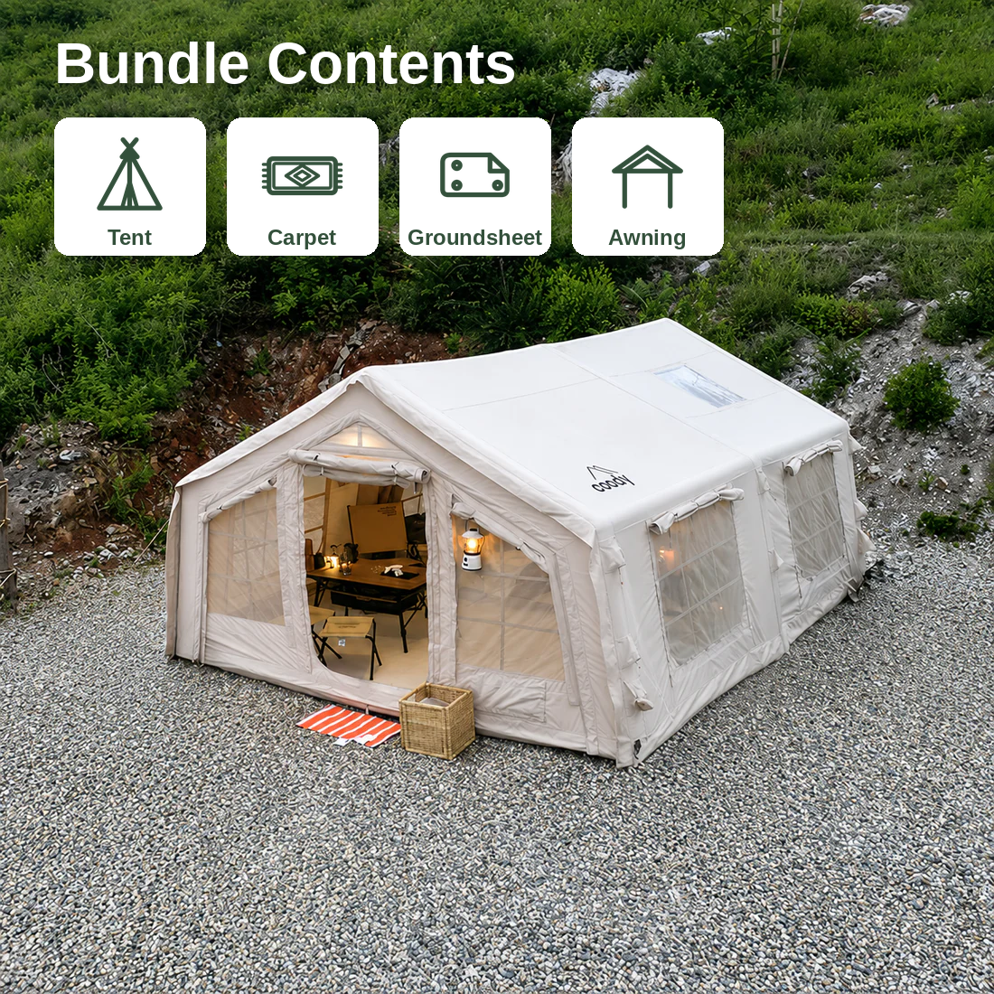 Coody 13.68 Pro Bundle – Tent + Carpet + Groundsheet + Awning