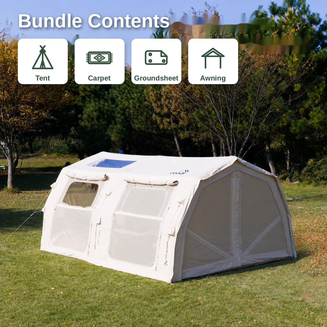 Coody Familia Pro Bundle – Tent + Carpet + Groundsheet + Awning