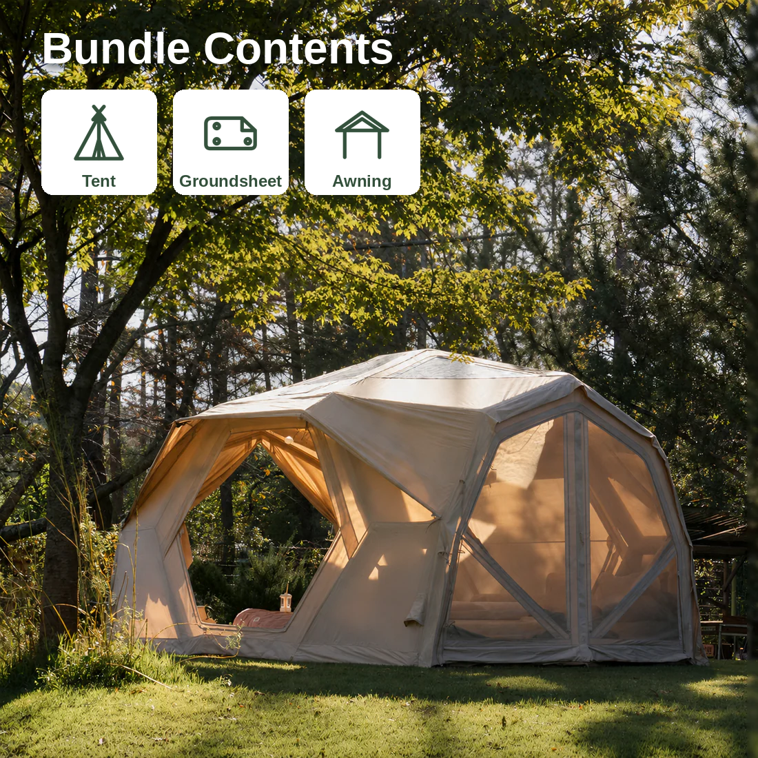 Coody Hub Shelter Pro Bundle – Tent + Groundsheet + Awning